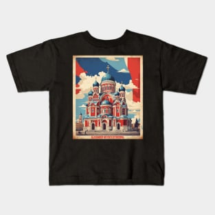 Alexander Nevsky Cathedral Russia Vintage Tourism Poster Kids T-Shirt